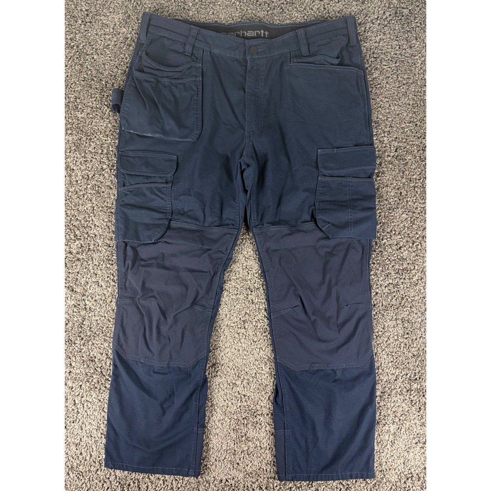 Carhartt Rugged Flex Steel Cargo Multi-Pocket Double Knee Pants Navy 40x30